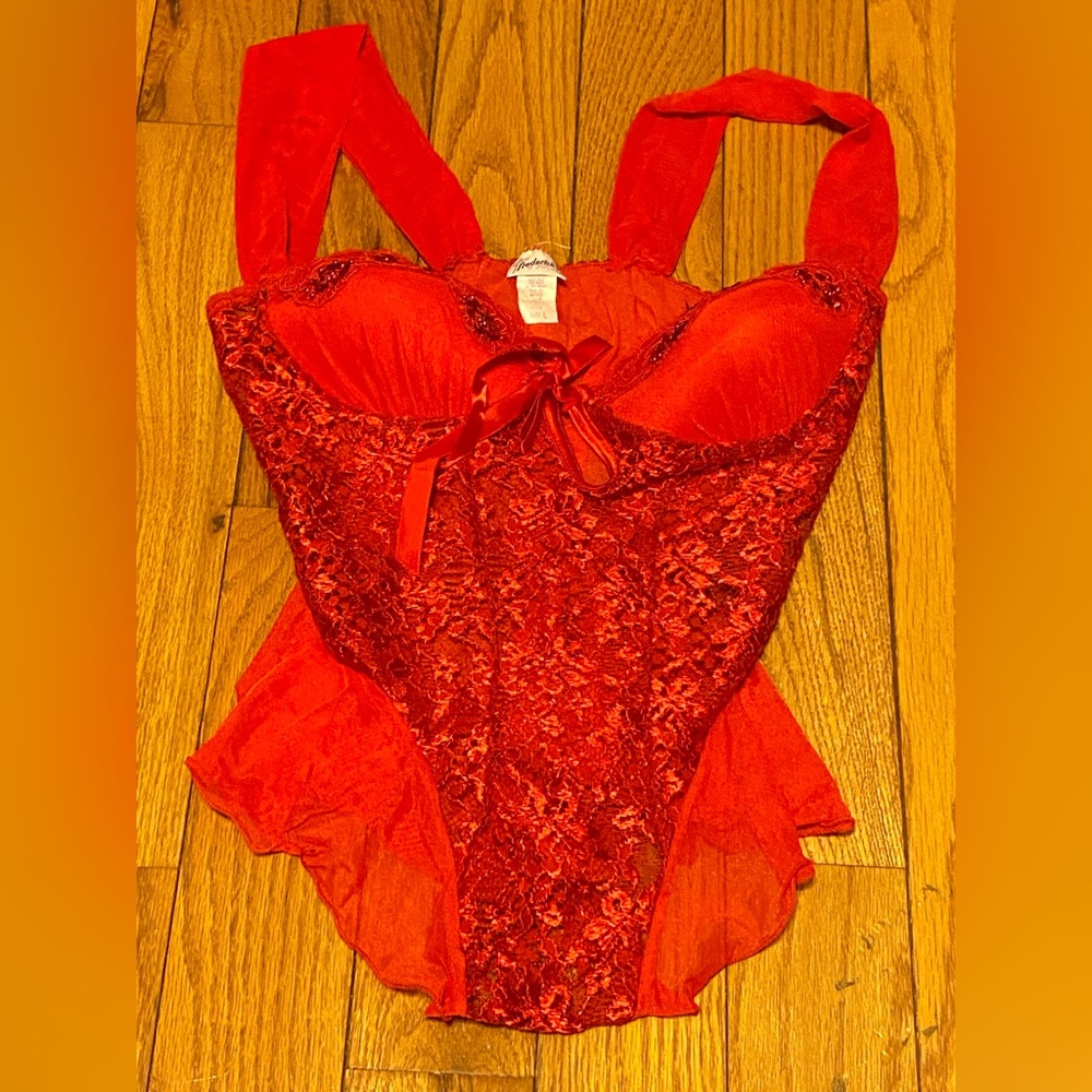 Frederick's of Hollywood Red Lace Teddy‎ Bodysuit 5974 Size Large